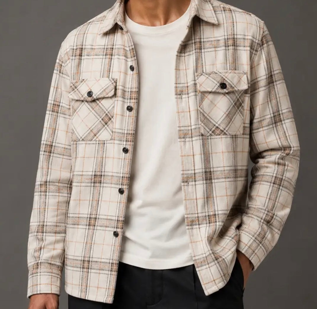 Cream Plaid Flannel