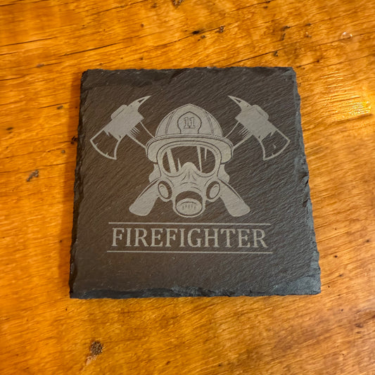 Slate Firefighter Coaster