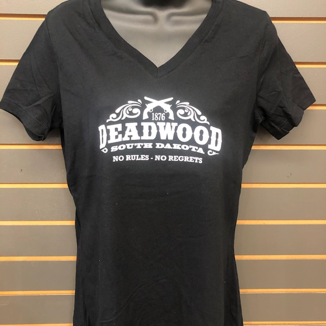 Deadwood Logo Women's V-Neck Black Tee – West River Whiskey Co