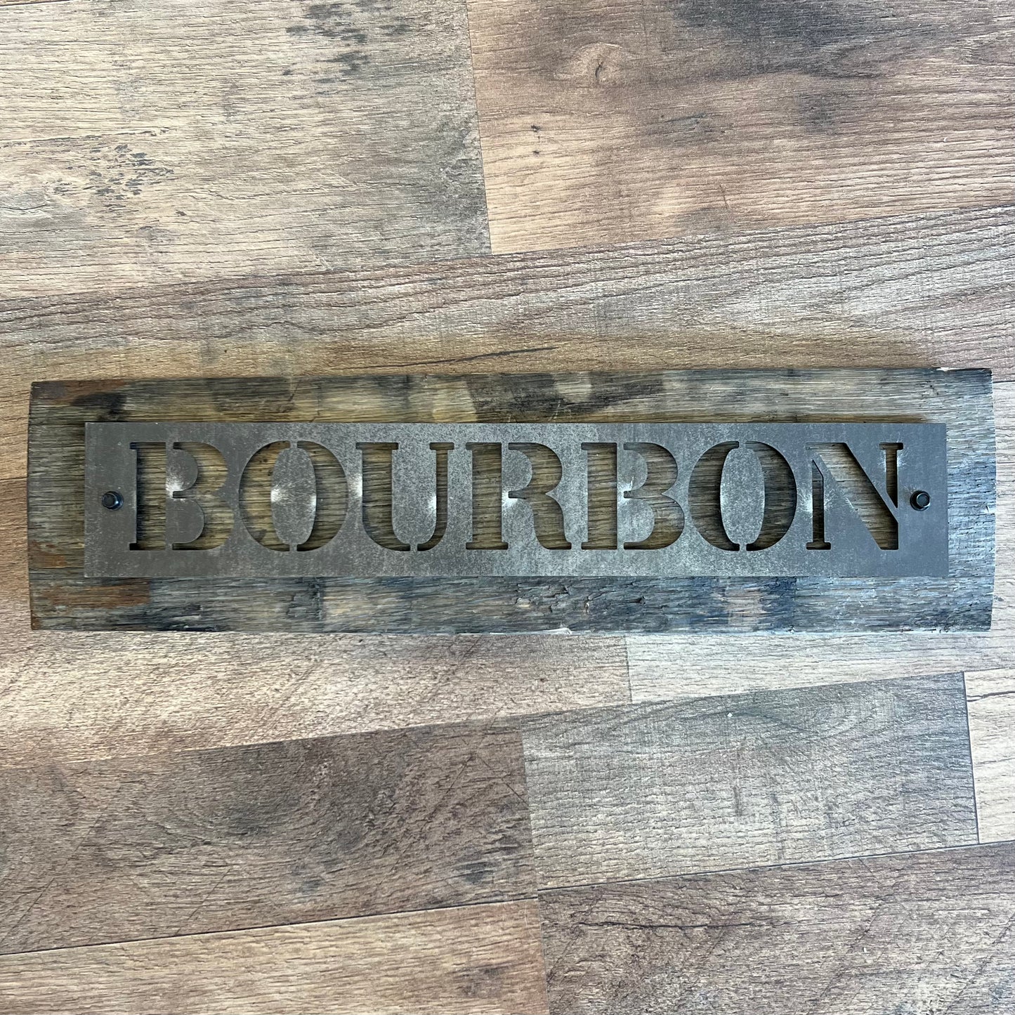 Bourbon Metal Stave Sign