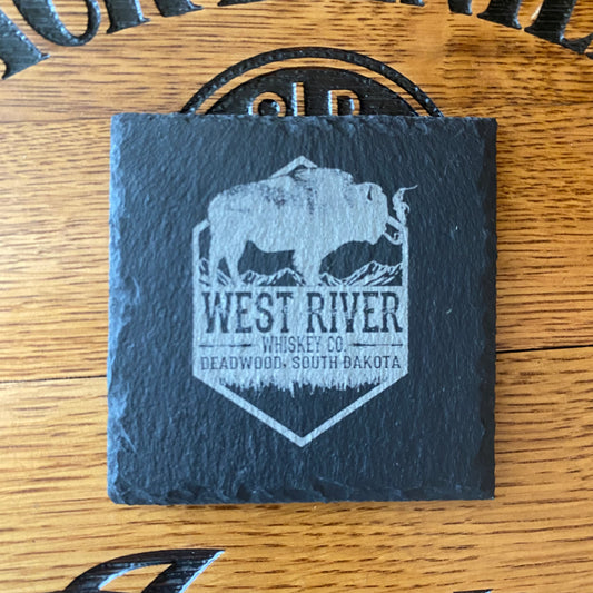 West River Whiskey Co Bison Logo Coaster
