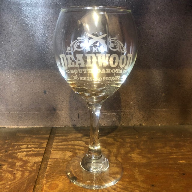 Official Deadwood Logo Wine Glass